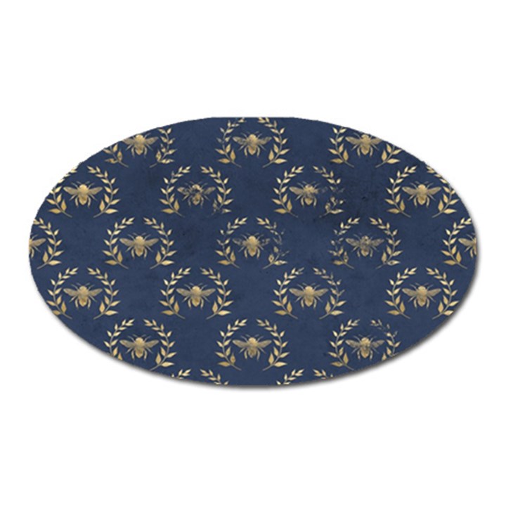 Blue Golden Bee Oval Magnet