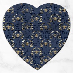 Blue Golden Bee Jigsaw Puzzle (heart) by ConteMonfrey