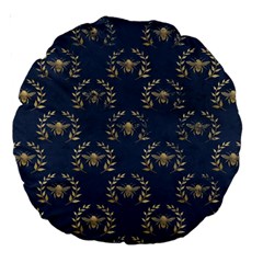 Blue Golden Bee Large 18  Premium Round Cushions by ConteMonfrey