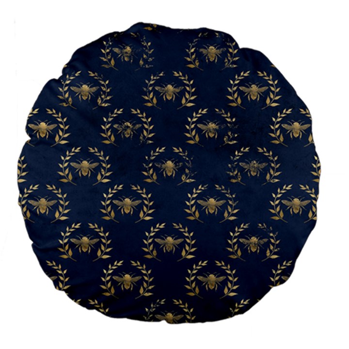 Blue Golden Bee Large 18  Premium Flano Round Cushions