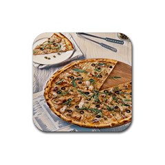 A Pizza A Day Takes The Sadness Away Rubber Coaster (square) by ConteMonfrey