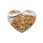 A Pizza A Day Takes The Sadness Away Rubber Heart Coaster (4 pack) Front