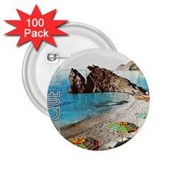 Beach Day At Cinque Terre, Colorful Italy Vintage 2 25  Buttons (100 Pack)  by ConteMonfrey