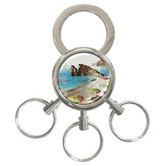 Beach Day At Cinque Terre, Colorful Italy Vintage 3-ring Key Chain by ConteMonfrey