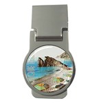 Beach Day At Cinque Terre, Colorful Italy Vintage Money Clips (Round)  Front