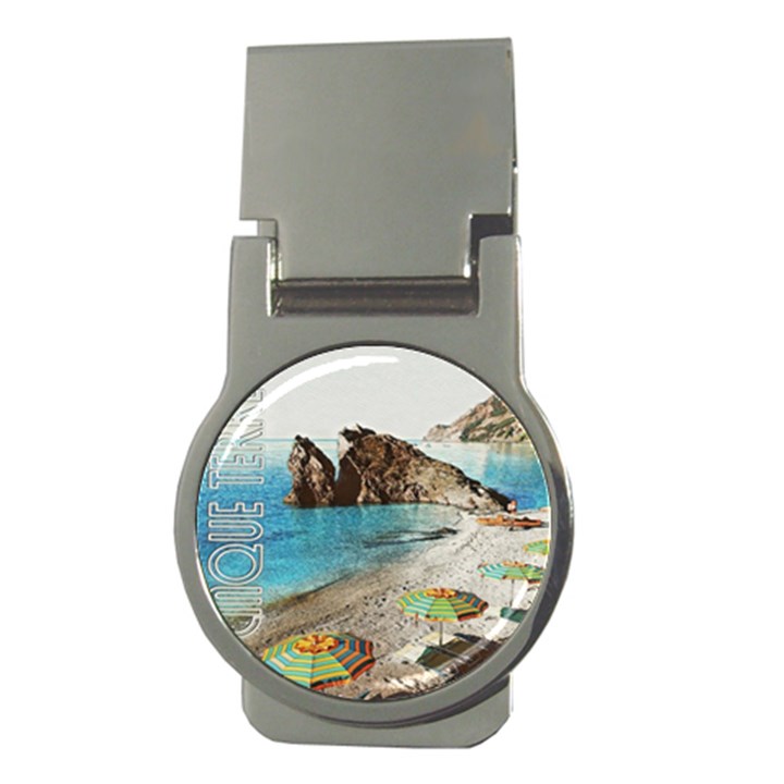 Beach Day At Cinque Terre, Colorful Italy Vintage Money Clips (Round) 