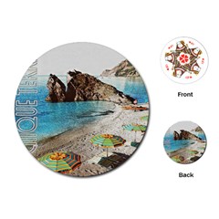 Beach Day At Cinque Terre, Colorful Italy Vintage Playing Cards Single Design (round) by ConteMonfrey