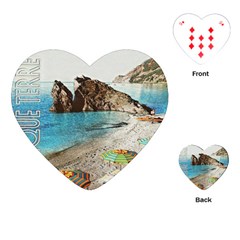 Beach Day At Cinque Terre, Colorful Italy Vintage Playing Cards Single Design (heart) by ConteMonfrey