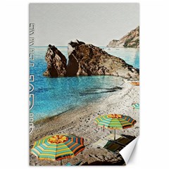 Beach Day At Cinque Terre, Colorful Italy Vintage Canvas 20  X 30  by ConteMonfrey