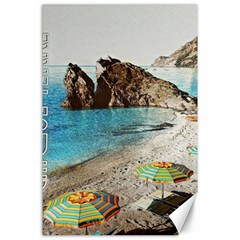 Beach Day At Cinque Terre, Colorful Italy Vintage Canvas 24  X 36  by ConteMonfrey