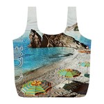 Beach Day At Cinque Terre, Colorful Italy Vintage Full Print Recycle Bag (L) Front