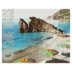 Beach Day At Cinque Terre, Colorful Italy Vintage Double Sided Flano Blanket (medium)  by ConteMonfrey