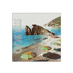 Beach Day At Cinque Terre, Colorful Italy Vintage Satin Bandana Scarf 22  X 22  by ConteMonfrey