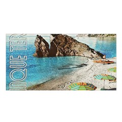 Beach Day At Cinque Terre, Colorful Italy Vintage Satin Shawl 45  X 80  by ConteMonfrey