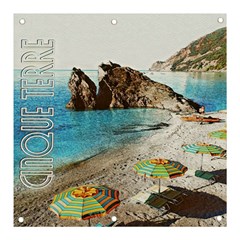 Beach Day At Cinque Terre, Colorful Italy Vintage Banner And Sign 3  X 3  by ConteMonfrey