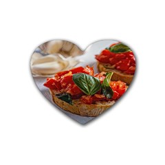 Beautiful Bruschetta - Italian Food Rubber Heart Coaster (4 Pack) by ConteMonfrey