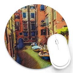 Venice Canals Art   Round Mousepads by ConteMonfrey