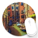 Venice Canals Art   Round Mousepads Front