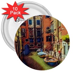 Venice Canals Art   3  Buttons (10 Pack)  by ConteMonfrey