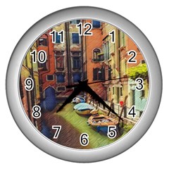 Venice Canals Art   Wall Clock (silver) by ConteMonfrey