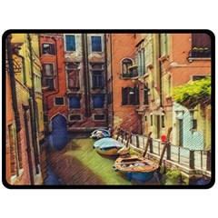 Venice Canals Art   Fleece Blanket (large)  by ConteMonfrey