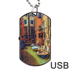 Venice Canals Art   Dog Tag Usb Flash (one Side) by ConteMonfrey