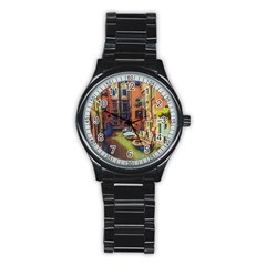 Venice Canals Art   Stainless Steel Round Watch by ConteMonfrey