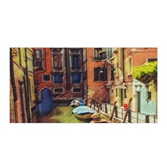 Venice Canals Art   Satin Wrap 35  X 70  by ConteMonfrey