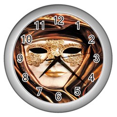 Venetian Mask Wall Clock (silver) by ConteMonfrey