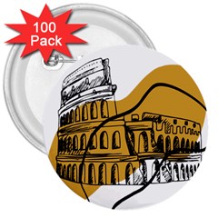 Colosseo Draw Silhouette 3  Buttons (100 Pack)  by ConteMonfrey