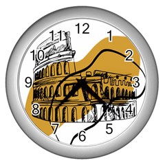 Colosseo Draw Silhouette Wall Clock (silver) by ConteMonfrey