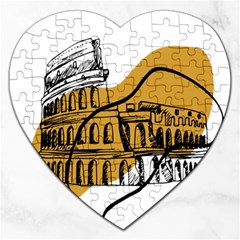 Colosseo Draw Silhouette Jigsaw Puzzle (heart) by ConteMonfrey