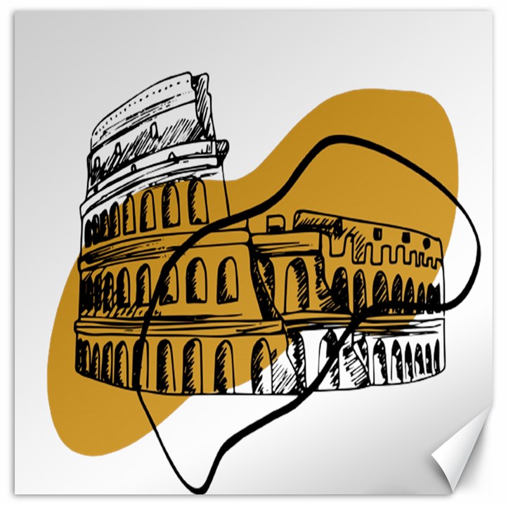 Colosseo Draw Silhouette Canvas 20  x 20 