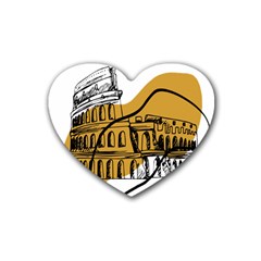 Colosseo Draw Silhouette Rubber Heart Coaster (4 Pack) by ConteMonfrey