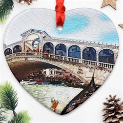 Lovely Gondola Ride - Venetian Bridge Ornament (heart) by ConteMonfrey