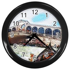 Lovely Gondola Ride - Venetian Bridge Wall Clock (black) by ConteMonfrey