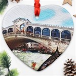 Lovely Gondola Ride - Venetian Bridge Heart Ornament (Two Sides) Front