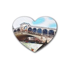 Lovely Gondola Ride - Venetian Bridge Rubber Coaster (heart) by ConteMonfrey