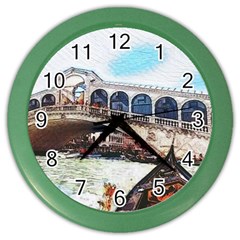 Lovely Gondola Ride - Venetian Bridge Color Wall Clock by ConteMonfrey