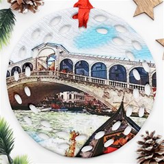 Lovely Gondola Ride - Venetian Bridge Round Filigree Ornament (two Sides) by ConteMonfrey