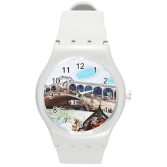 Lovely Gondola Ride - Venetian Bridge Round Plastic Sport Watch (m) by ConteMonfrey