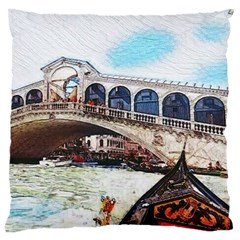 Lovely Gondola Ride - Venetian Bridge Large Cushion Case (one Side) by ConteMonfrey