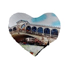 Lovely Gondola Ride - Venetian Bridge Standard 16  Premium Heart Shape Cushions by ConteMonfrey