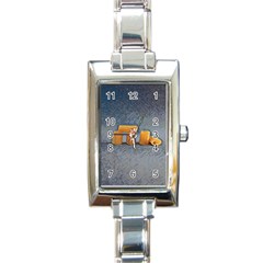 Pasta Is Art - Italian Food Rectangle Italian Charm Watch by ConteMonfrey