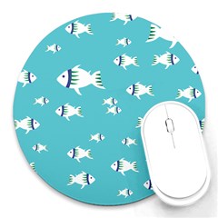 Blue Fish Pattern Round Mousepads by danenraven