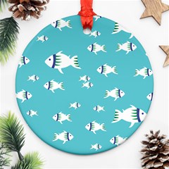 Blue Fish Pattern Ornament (round) by danenraven