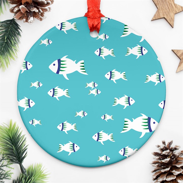 Blue Fish Pattern Ornament (Round)