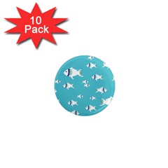 Blue Fish Pattern 1  Mini Magnet (10 Pack)  by danenraven