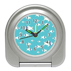 Blue Fish Pattern Travel Alarm Clock by danenraven