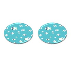 Blue Fish Pattern Cufflinks (oval) by danenraven